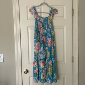 Loft smocked garden midi dress. Size Small